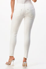 Basic White Soft Denim Mid Rise Skinny Jeans | EN-9378-WTKT
