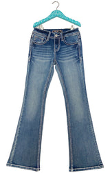 Steer Head Embellishment Girl Bootcut Jeans | GB-81656