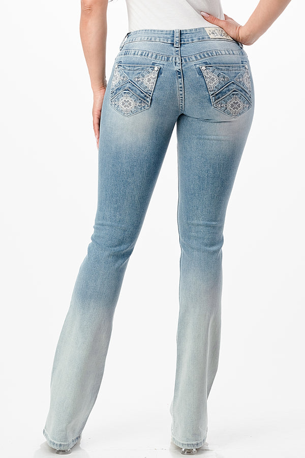 Aztec Embellished Low Rise Bootcut Jeans | JB-61752