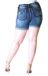 Medium Wash Plus Size Denim Shorts | PH-51509